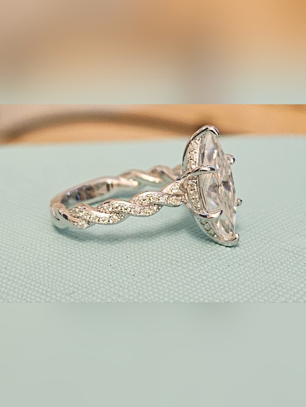 925 STERLING SILVER 3 Carat Marquis Moissanite Ring SZ 5.5